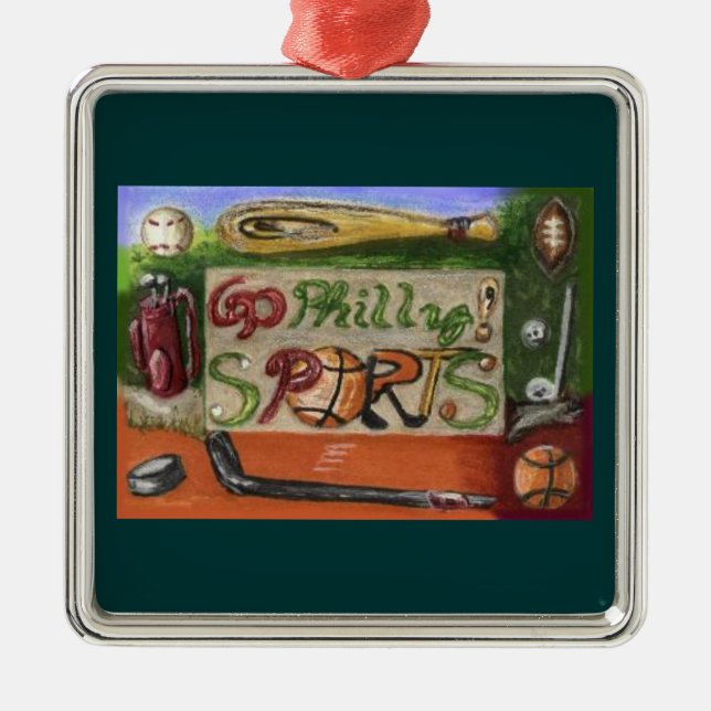 Go Philly Sports Square Ornament (Front)