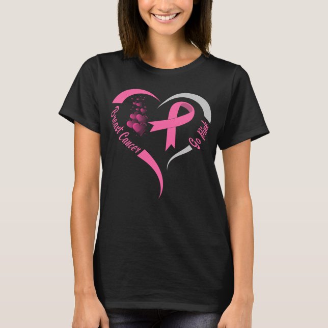 go pink breast cancer awareness heart T-Shirt (Front)