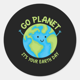 Go Planet Its Your Birthday Kawaii Cute Earth Day Classic Round Sticker