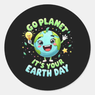 Go Planet Its Your Earth Day 2025 Teacher Kids Boy Classic Round Sticker