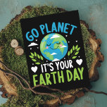 Go planet it's your Earth Day April 22 Postcard<br><div class="desc">A beautiful and adorable postcard to celebrate Earth Day, increase environmental awareness, and celebrate our planet Earth as well as the notion of peace. This postcard features a lovely cartoon illustration of our planet with a happy expression with the wording "Go planet it's your Eart Day" in blue, white, and...</div>