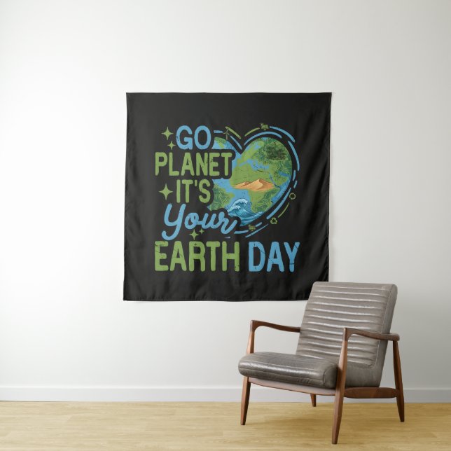 Go Planet It's Your Earth Day Tapestry (In Situ)