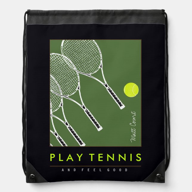go play Tennis Drawstring Bag (Front)