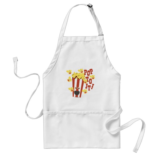 Go Pop To It Fun Movie Popcorn Cartoon Adult Apron (Front)