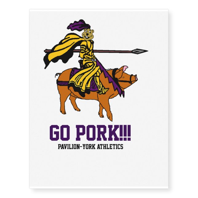 GO PORK!! Pavilion-York Athletics Temporary Tattoo (Front)