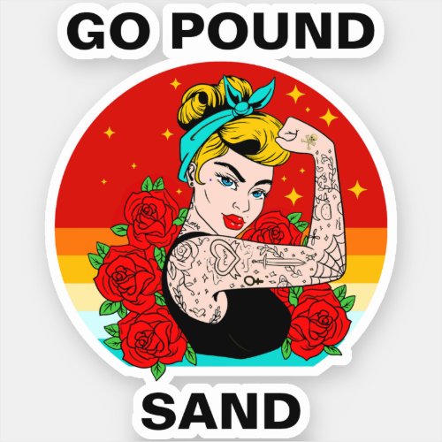Go Pound Sand  Mom Flexing Tattooed Arm Sticker
