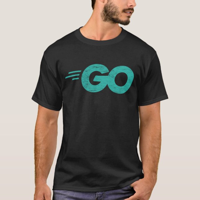 Go Programming Language with Go logo distressed T-Shirt (Front)