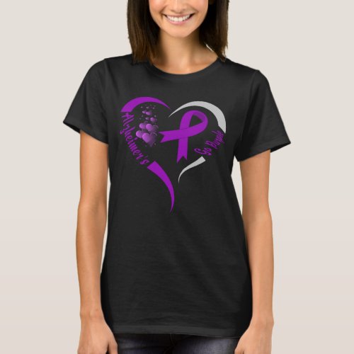 go purple Alzheimers awareness heart T_Shirt