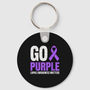 Go purple lupus awareness month sle ribbon support keychain