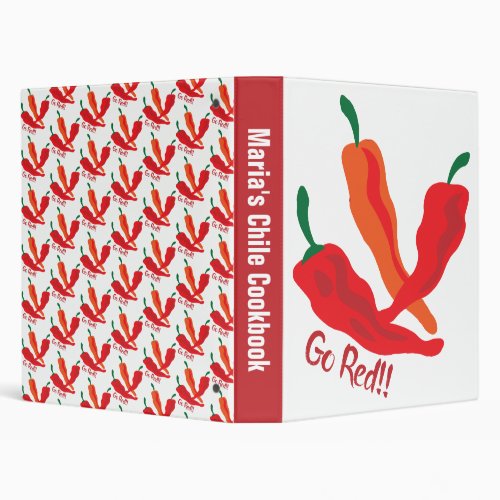 Go Red Chile Peppers 3 Ring Binder