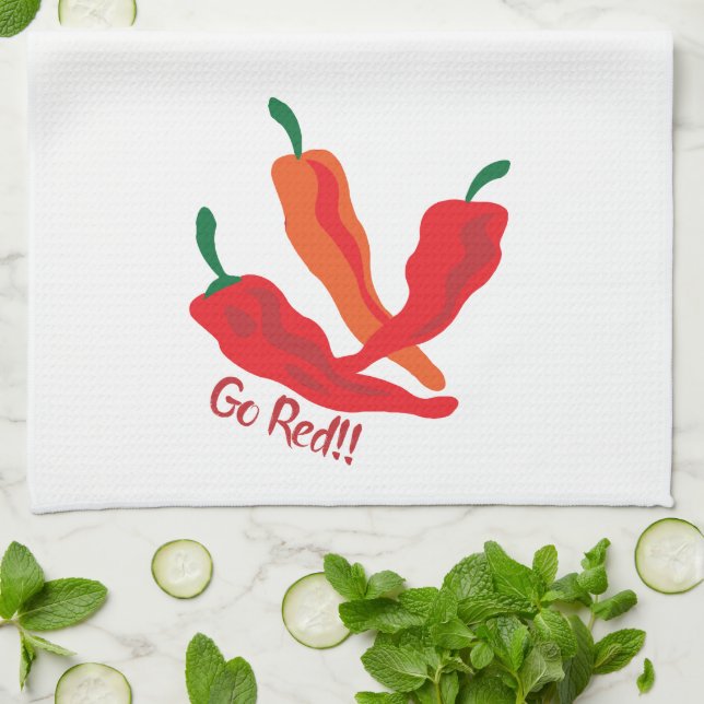 Go Red!!! Chile Peppers Kitchen Towel (Folded)
