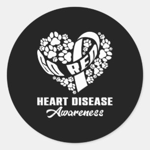 Go Red Disease Awareness Day Red Ribbon & Dog Classic Round Sticker