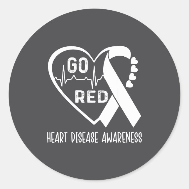 Go Red - February American Heart Health Month Awar Classic Round Sticker (Front)