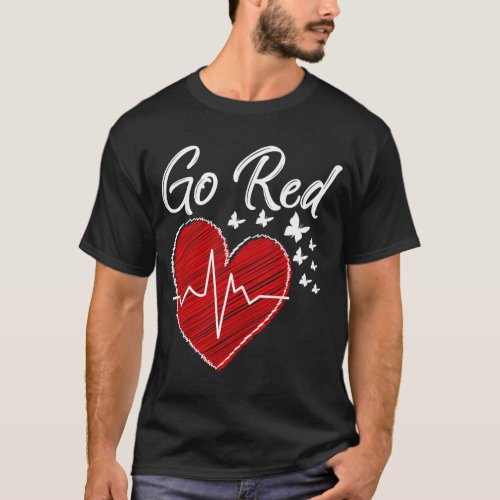 Go Red For Womens Red Heart  Heart Disease Awarene T_Shirt