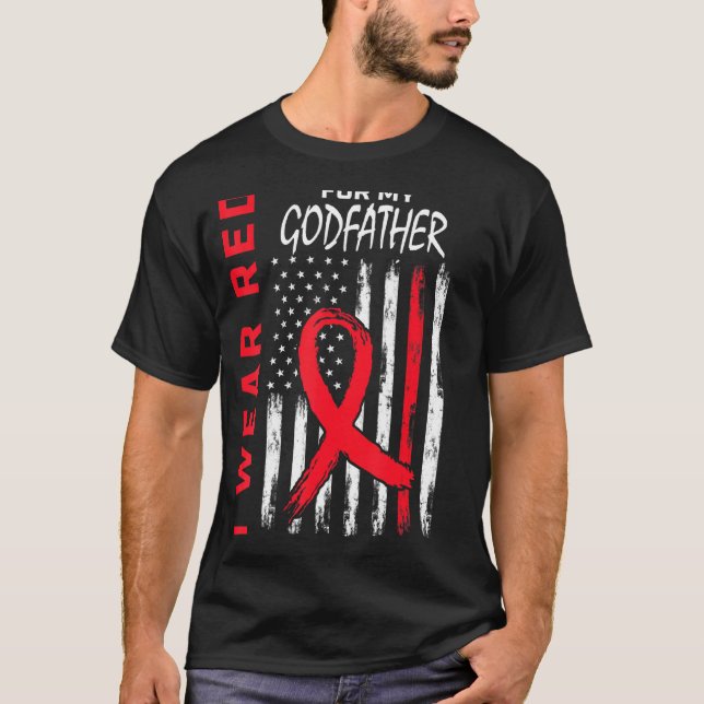 Go Red Godfather Heart Disease Awareness American  T-Shirt (Front)