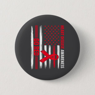 Go Red Heart Disease American Flag Heart Disease A Button