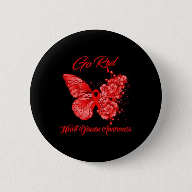 Go Red Heart Disease Awareness  Button (Front)