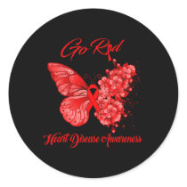 Go Red Heart Disease Awareness  Classic Round Sticker