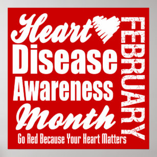 Heart Disease Health Awareness Heartbeat Red Ribbon Poster