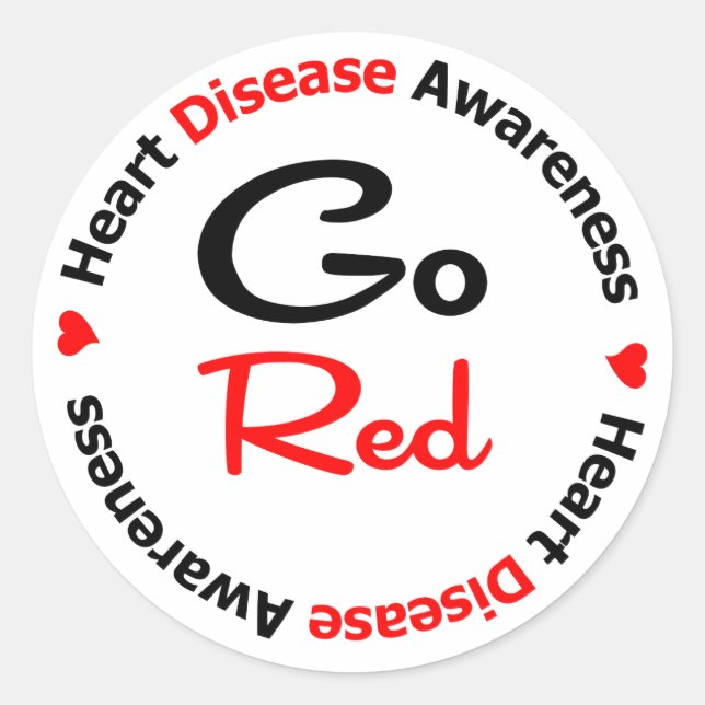 GO RED Heart Disease Classic Round Sticker (Front)
