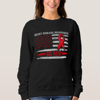 Go Red Heart Disease Support Flag - Heart Disease  Sweatshirt