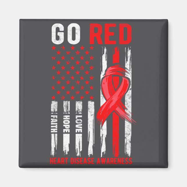 Go Red Heart Disease Suprt Flag - Heart Disease Aw Magnet (Front)