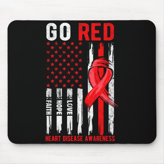Go Red Heart Disease Suprt Flag - Heart Disease Aw Mouse Pad (Front)