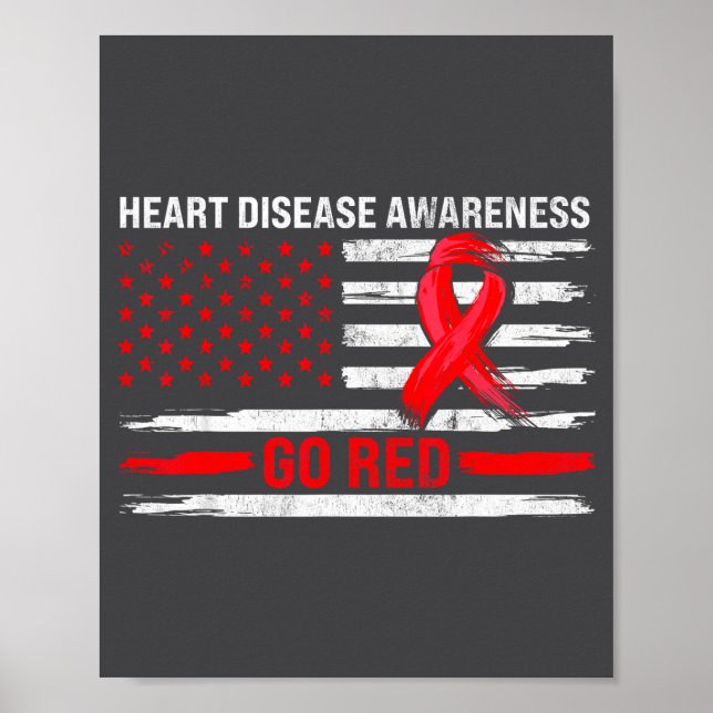 Go Red Heart Disease Suprt Flag - Heart Disease Aw Poster (Front)