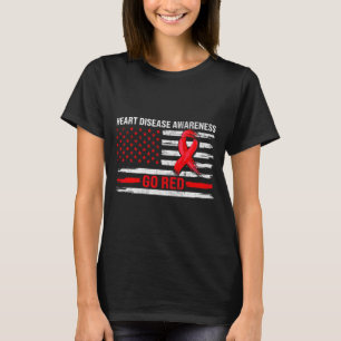 Go Red Heart Disease Suprt Flag - Heart Disease Aw T-Shirt