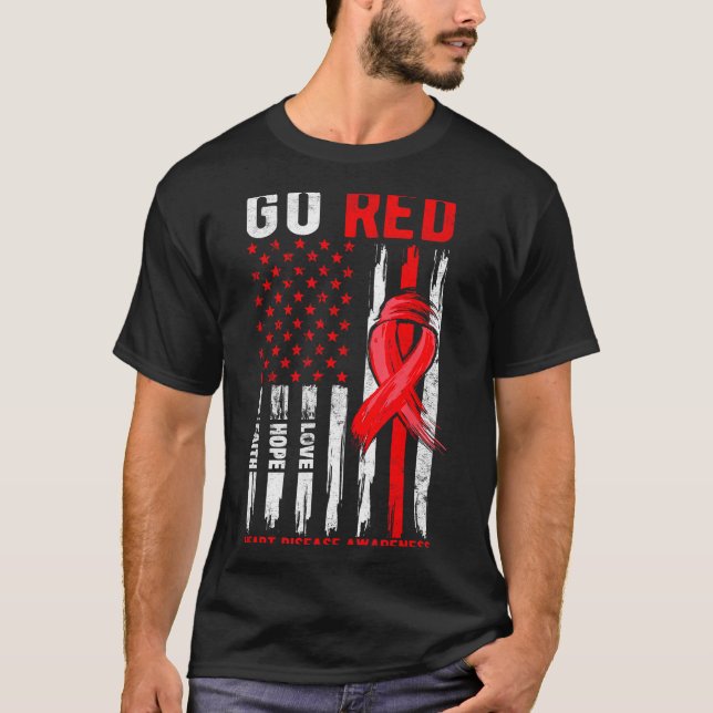 Go Red Heart Disease Suprt Flag - Heart Disease Aw T-Shirt (Front)