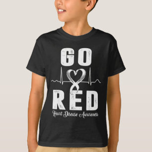 Go Red Heartbeat & Red Ribbon Heart Disease Aw T-Shirt
