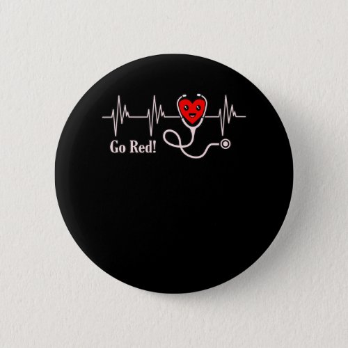 Go Red Heartbeat Heart Disease Awareness Survivor Button