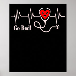 Go Red Heartbeat Heart Disease Awareness Survivor Poster
