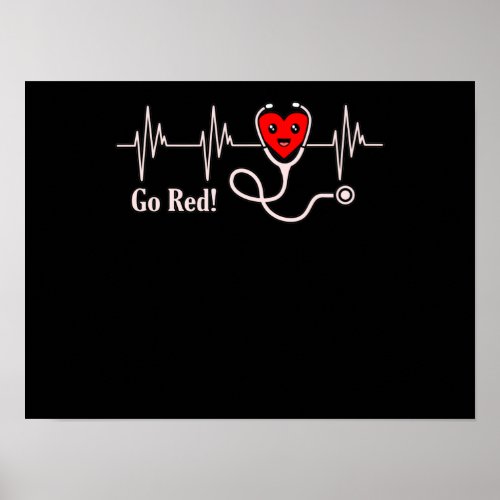 Go Red Heartbeat Heart Disease Awareness Survivor Poster