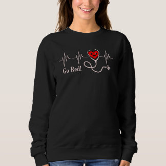 Go Red Heartbeat Heart Disease Awareness Survivor Sweatshirt
