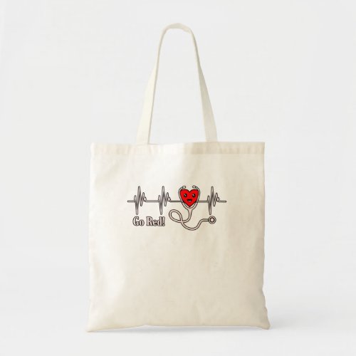 Go Red Heartbeat Heart Disease Awareness Survivor Tote Bag