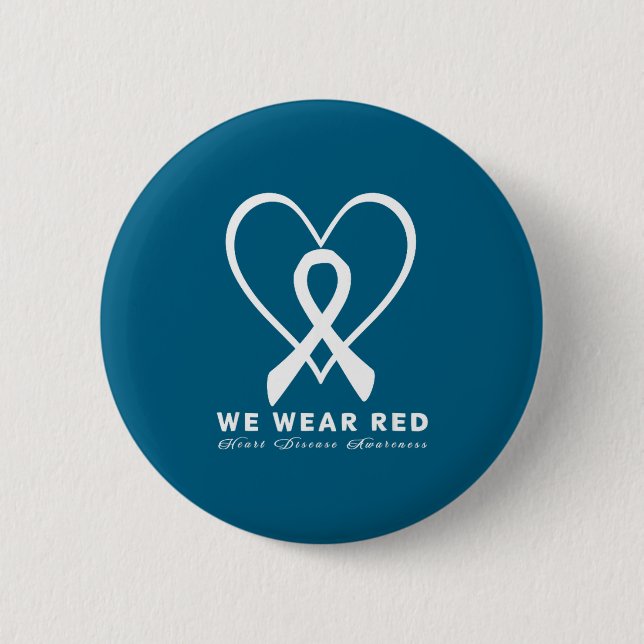 Go Red In February Heart Disease Awareness Health  Button (Front)