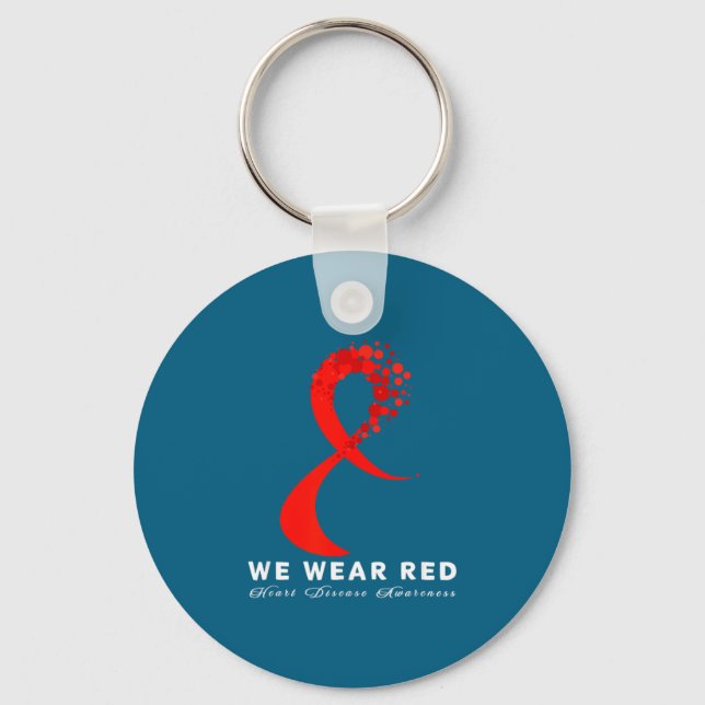 Go Red In February Heart Disease Awareness Health  Keychain (Front)