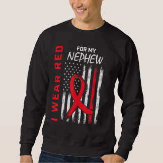 Go Red Nephew Heart Disease Awareness Flag Aunt Un Sweatshirt