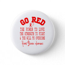 Go Red Quote Ribbon Heart Disease Awareness Month Button