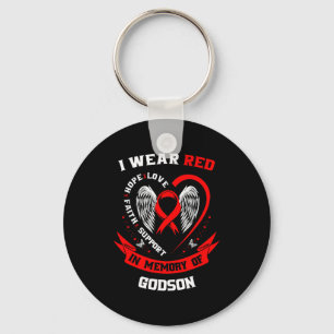 Go Red Ribbon Loss Of Godson Heart Disease Awarene Keychain
