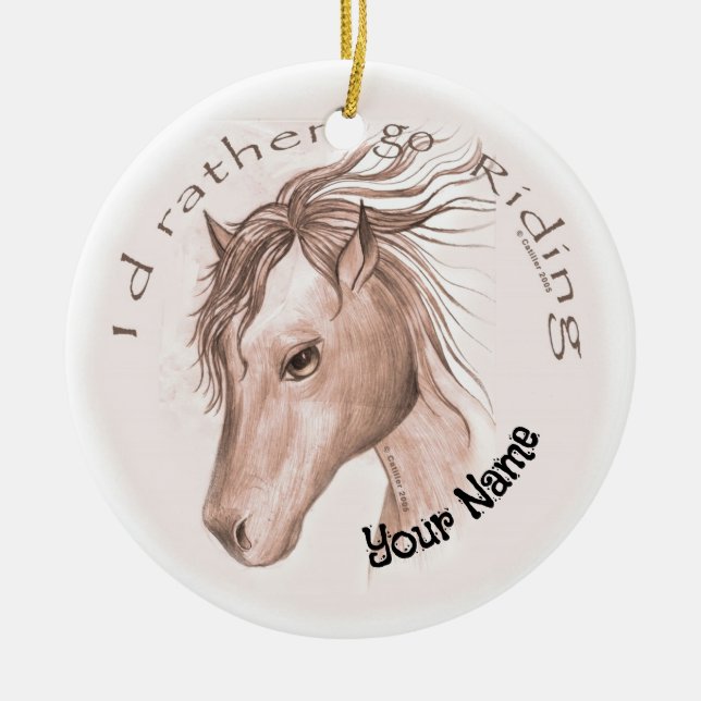 Go Riding Horse Ceramic Ornament (Front)