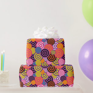 Go Round In Circles Colorful Happy Birthday Wrapping Paper