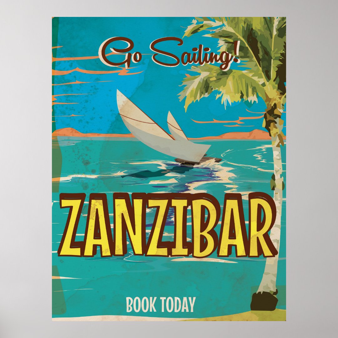 zanzibar vintage travel poster
