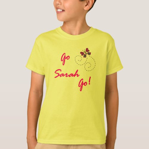 Go Sarah Go Butterfly Kids T_Shirt