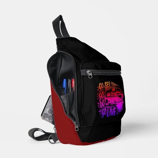 Go See, Go Do, Go Live Adventure Sling Bag (Open)