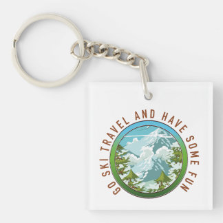 Go Ski travel and have fun travel logo. Keychain