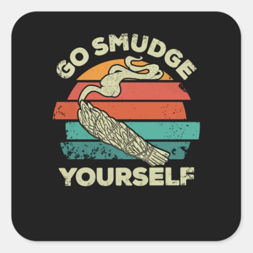 Go Smudge Yourself Native American Retro Sunset S Square Sticker