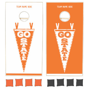 Go State Team Orange White Custom Tailgate Cornhole Set