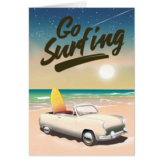 Go Surfing Travel poster! Cards (Front)